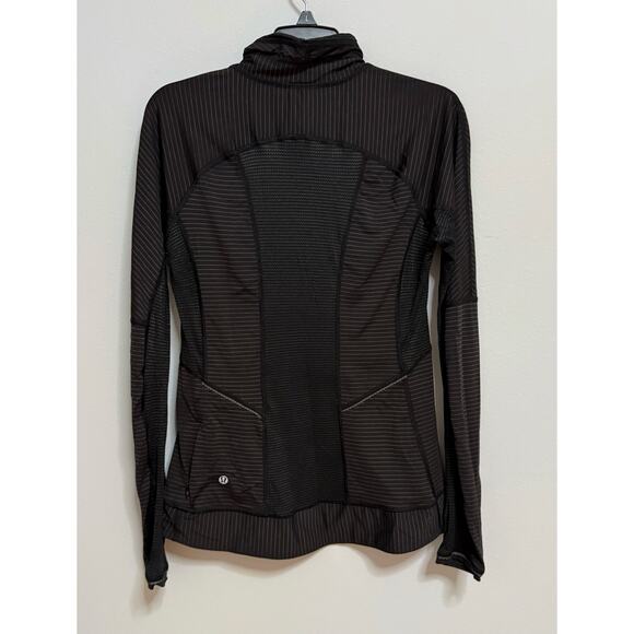 Lululemon Run For Gold 1/2 Zip Black brown stripe size 8 jacket - Picture 4 of 5